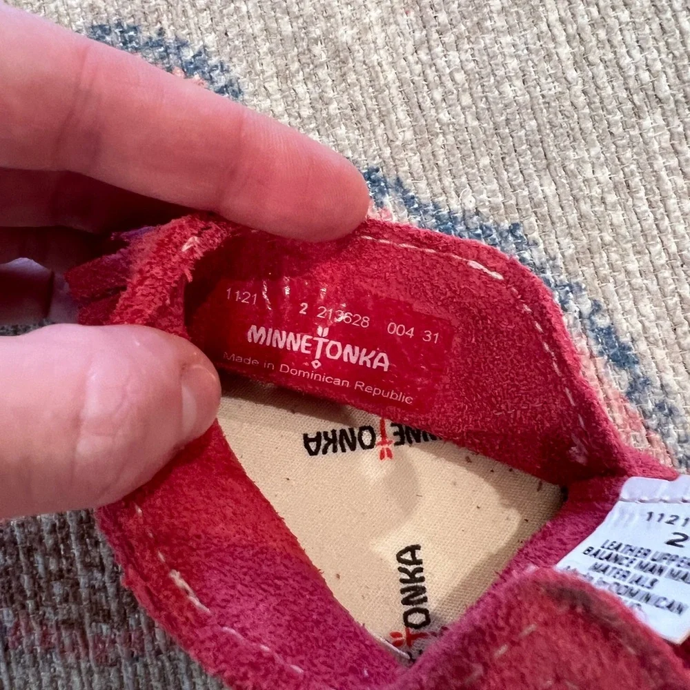 Minnetonka Pink Fringed Toddler Moccasins